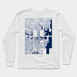 Sydney, Australia City Map Typography - Coastal Long Sleeve T-Shirt